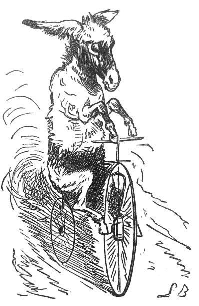 英国讽刺漫画漫画漫画插图-人性化的驴骑自行车图片下载