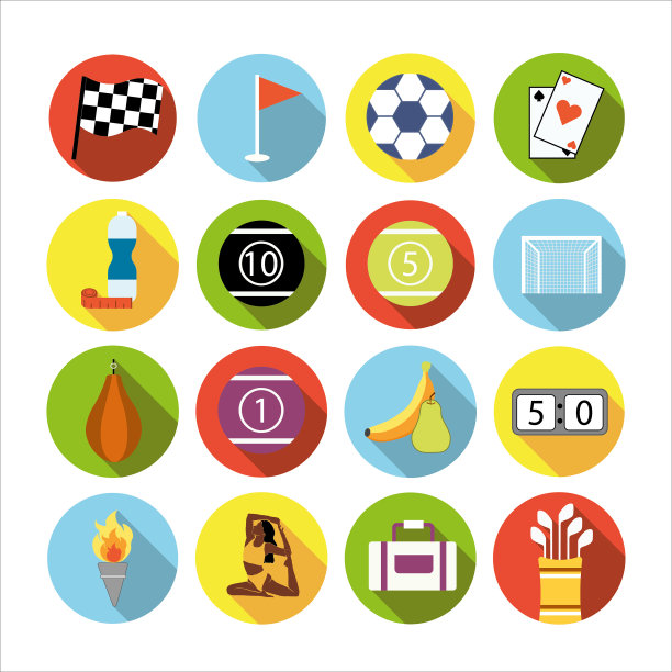 一套扁平的运动图标图片下载