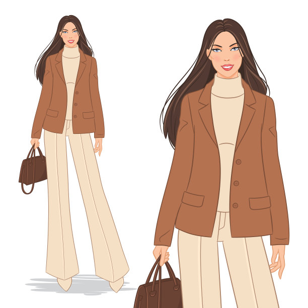 时装模特摆姿势，矢量图片下载