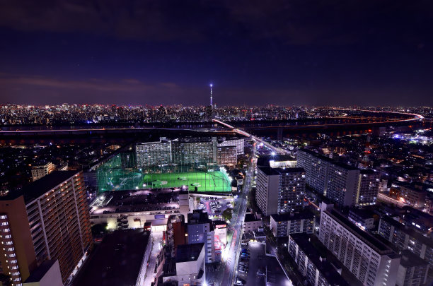 东京天空树和东京夜景从塔大厅船伯里天文台看到图片下载