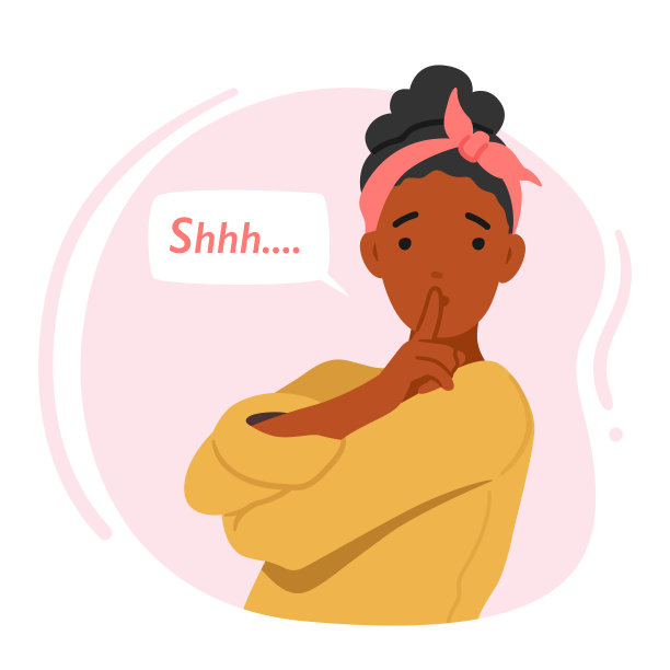 女性角色展示沉默的手势，手指按在她的嘴上，唤起沉默的想法图片下载