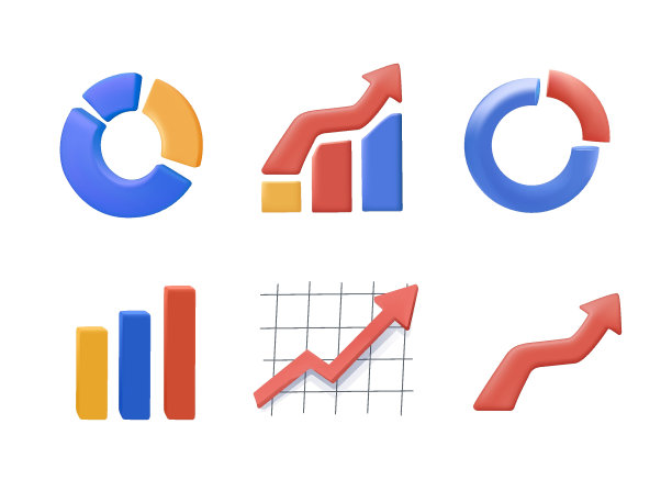 三维商业数据市场元素点条形饼图图表和图形图标集孤立矢量插图。图图片下载