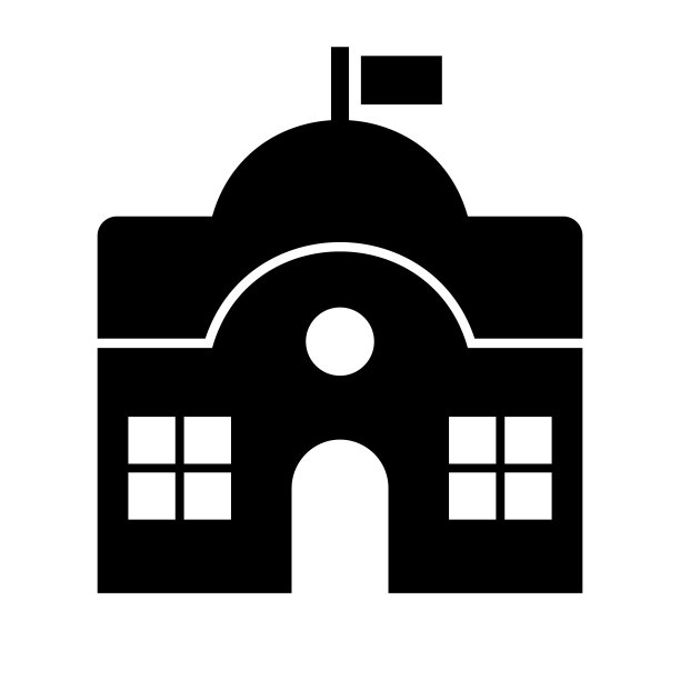 中学的剪影图标。向量。图片下载