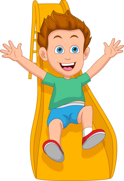 玩滑梯的快乐男孩图片下载