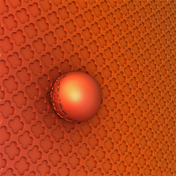 抽象的橙色球体在橙色图案的表面。3d渲染，3d插图。图片下载