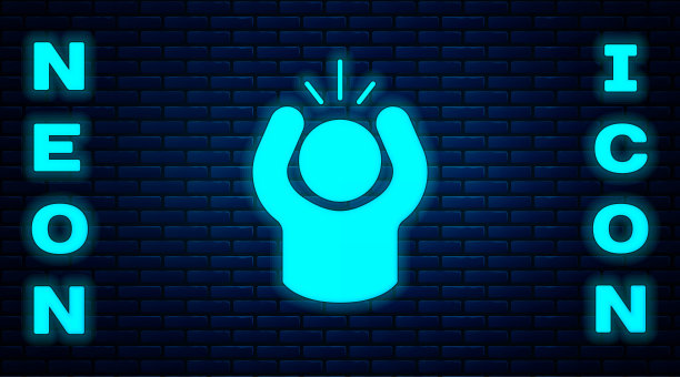 发光的霓虹灯愤怒图标隔离在砖墙背景。愤怒，愤怒，尖叫的概念。向量图片下载