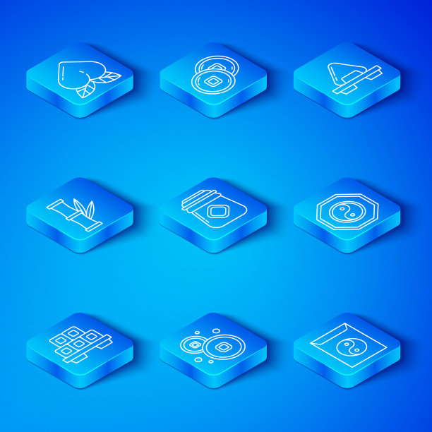 设置线寿司在砧板上，一罐蜂蜜，人民币，阴阳，竹子，桃子和信封图标。向量图片下载