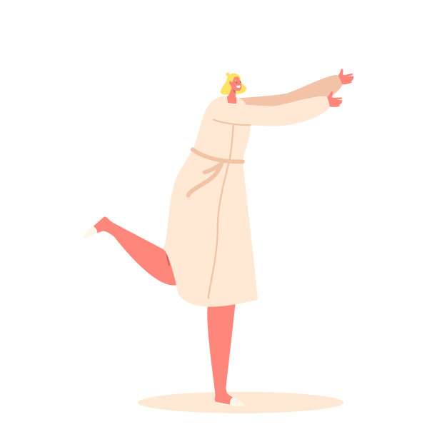 穿着浴袍的快乐女子张开双臂奔向某人，准备迎接他们图片下载