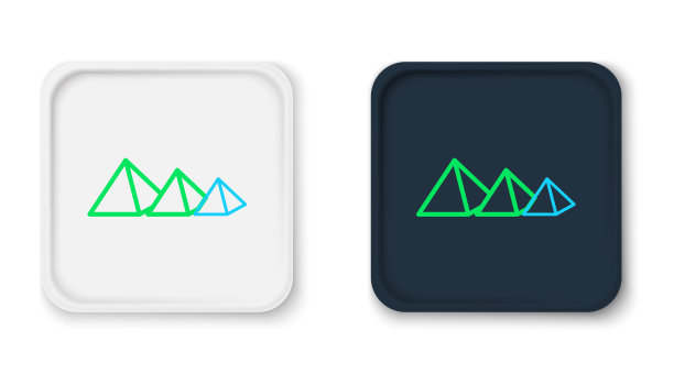 线条埃及金字塔图标孤立在白色背景。古埃及的象征。彩色轮廓概念。向量图片下载