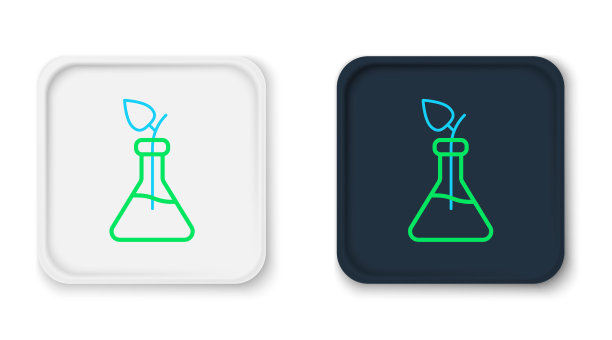 线条植物育种图标孤立在白色背景上。在试管中生长的植物。有机食品，农业和水培。彩色轮廓概念。向量图片下载