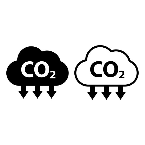 集二氧化碳减少云图标，全球清洁排放，环境生态设计符号矢量插图图片下载