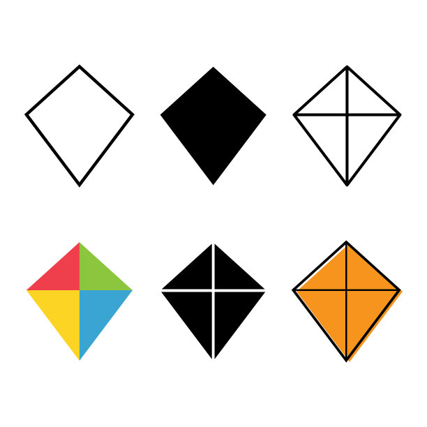 集飞风筝图标，爱好户外活动符号，风空气游戏矢量插图图片下载