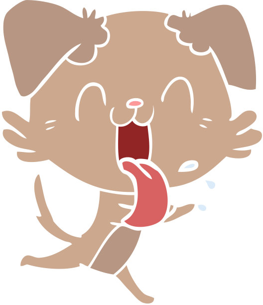 平面色彩风格卡通喘气狗奔跑图片下载