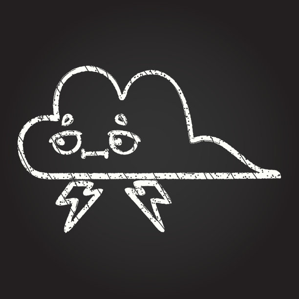 闪电云粉笔画图片下载