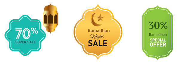 斋月大卖特惠折扣斋月季节矢量图形标签插图图片下载