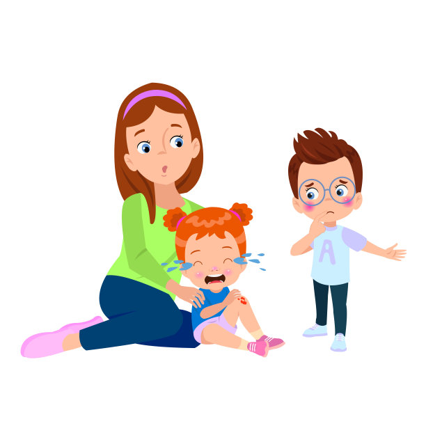 伤心的膝盖流血的男孩摔倒了图片下载