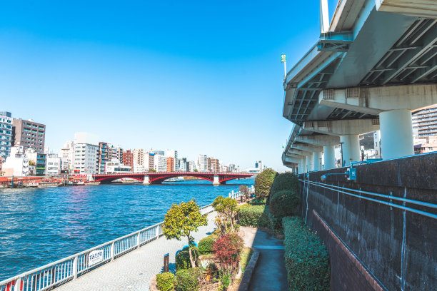 东京的Azuma桥和城市景观图片下载