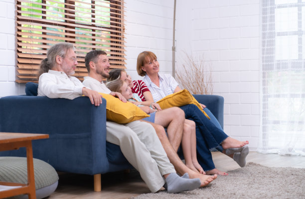 一个大家庭的快乐和乐趣，聚集在家里做活动，老少皆宜图片下载