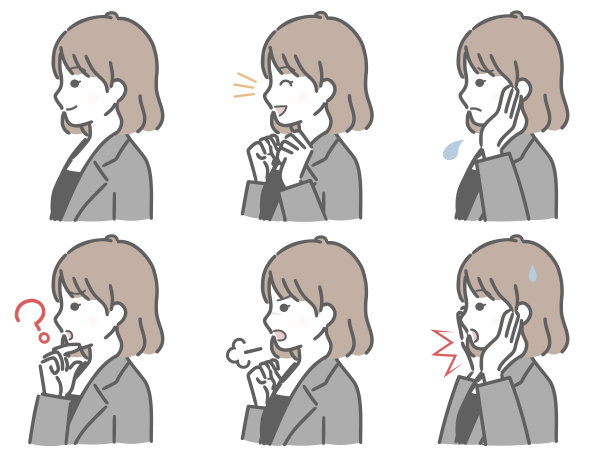 面部表情集的年轻女子穿着西装图片下载