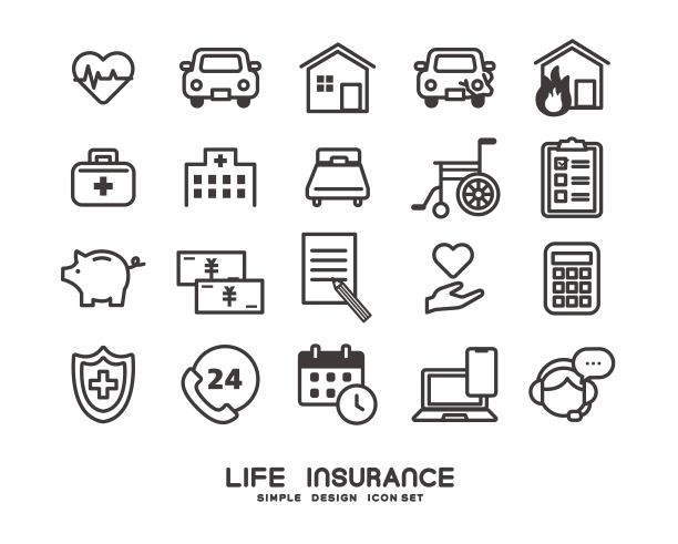 寿险图标/伤害/住院/汽车/交通事故矢量插画素材图片下载