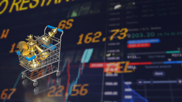 黄金象棋在购物车上的业务背景3d渲染图片下载