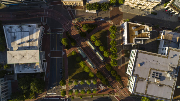 弗吉尼亚州诺福克市区的空中全景图。图片下载