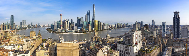 上海天际线的外滩和陆家嘴全景图片下载