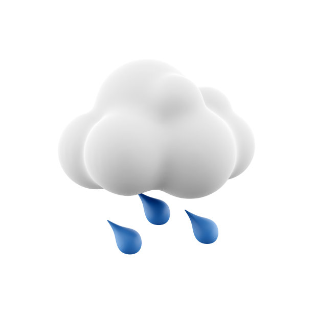 3d渲染雨天天气图标。3d渲染云与雨。多雨的天气图片下载