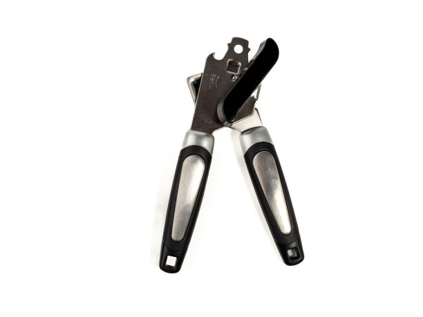 开罐器孤立在白色背景上。金属开罐器。图片下载