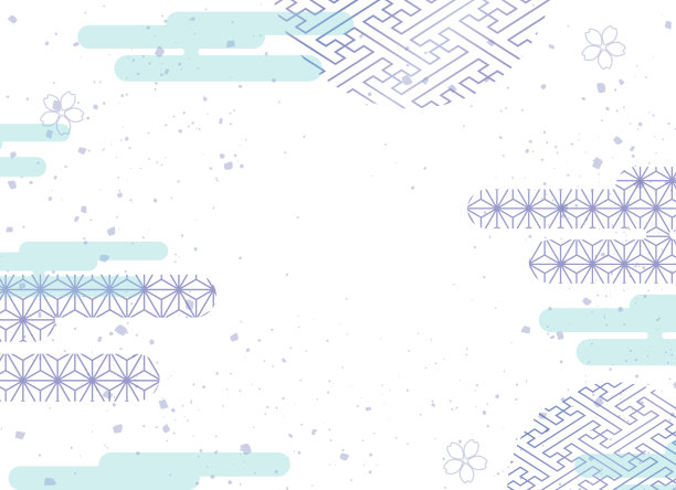 日本夏季设计。背景与美丽的深蓝色和靛蓝色。镀金笔触与金箔。图片下载