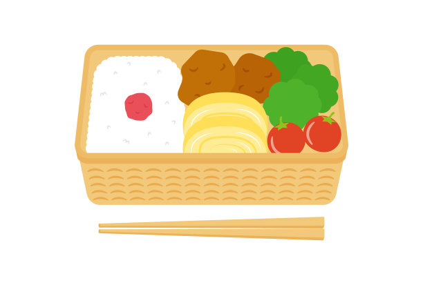 日本便当盒的矢量插图和一双用于横幅、卡片、传单、社交媒体壁纸等的筷子。图片下载