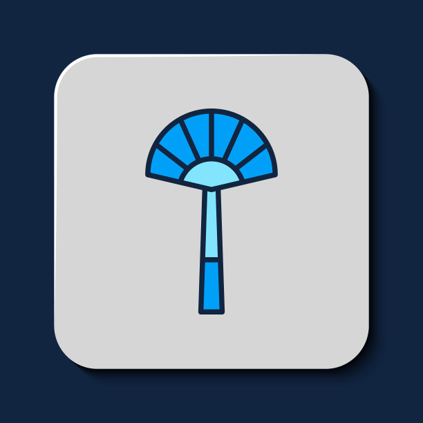 填充轮廓埃及风扇图标孤立在蓝色背景。向量图片下载