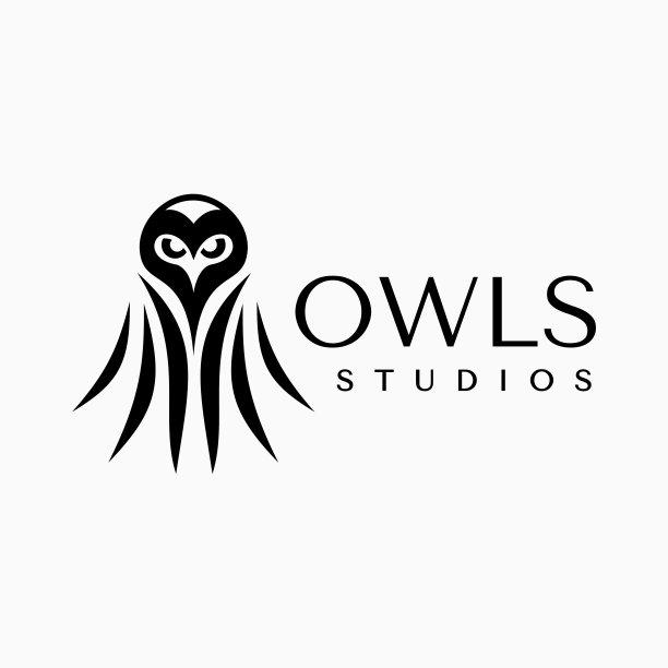 极简的猫头鹰鸟吉祥物设计。现代线猫头鹰品牌矢量模板。图片下载
