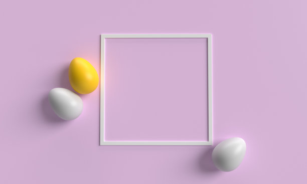 框架粉彩白色复活节彩蛋油漆最小的空模拟春天的颜色复活节彩蛋四月春天的时间日历图案礼物对象宗教事件派对模板横幅背景快乐。三维渲染图片下载