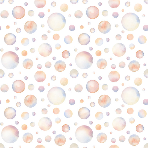 航海无缝模式与水彩肥皂泡在白色的儿童托儿所纺织品和织物，静止图片下载