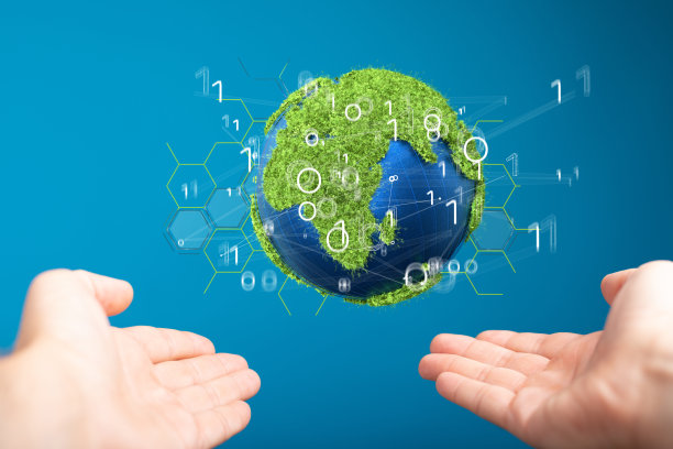 人呈现生态与环保主义的虚拟投影图片下载