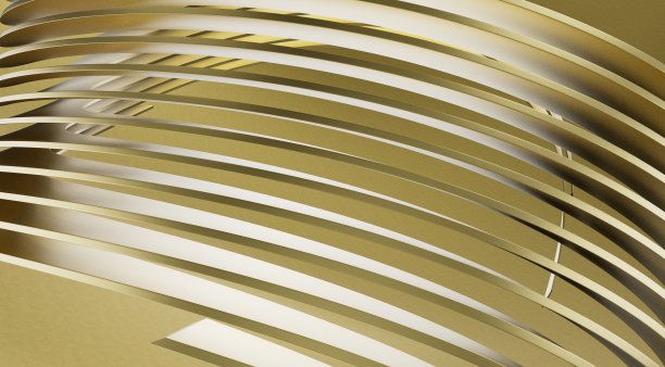 3D渲染的金色条纹波浪线的背景或壁纸图片下载