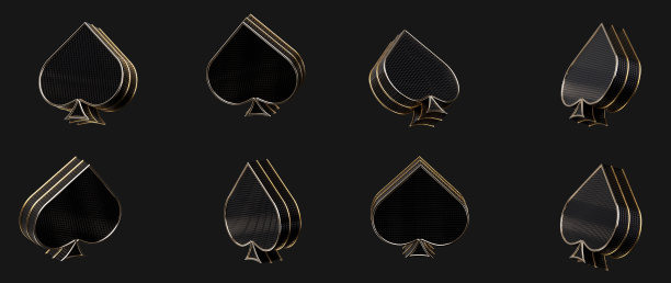 现代黑色和金色的黑桃包-纸牌符号- 3D插图图片下载