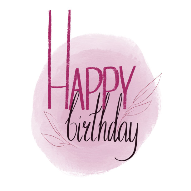 栅格明亮的字母与抽象元素在粉红色的颜色，字母的生日卡片，海报，请帖等。图片下载