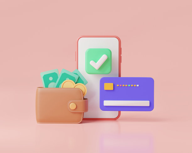 App在线支付概念。通过信用卡和钱包的手机屏幕图标。网上交易，手机银行支付，金融储蓄，网上转账。三维图标渲染图图片下载