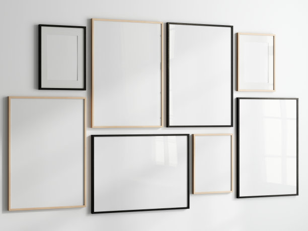画廊墙壁模型，极简主义框架模型在墙上图片下载