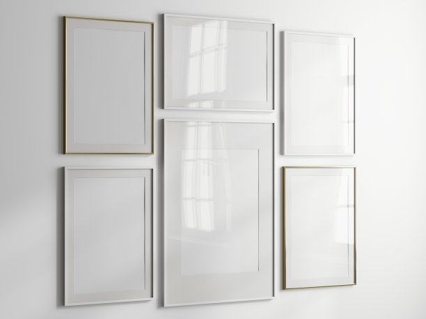 画廊墙壁模型，极简主义框架模型在墙上图片下载