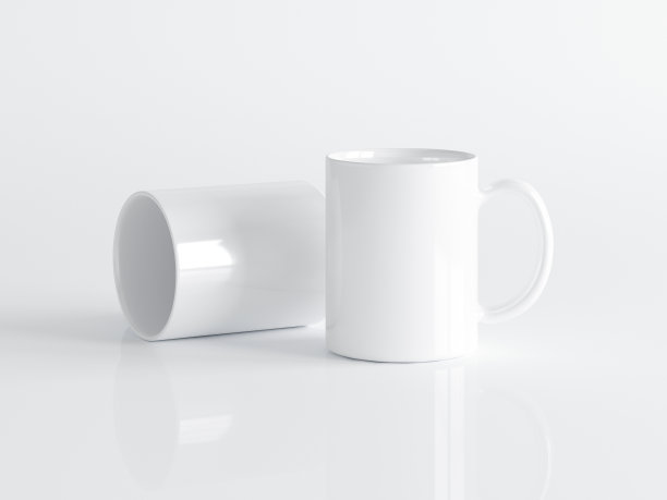 杯子模型，杯子模型，极简主义白咖啡杯模型图片下载