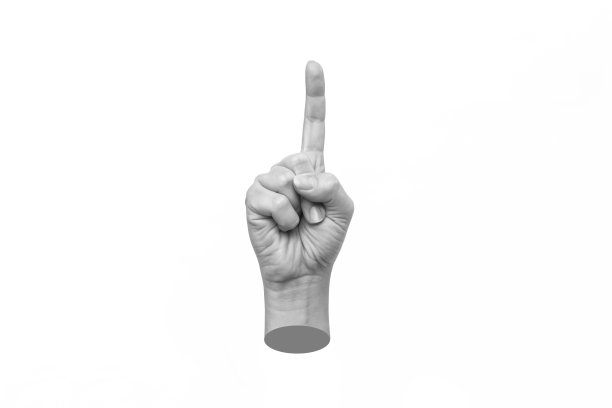 年轻女子的手指向拷贝空白的文字或设计。食指手势图片下载