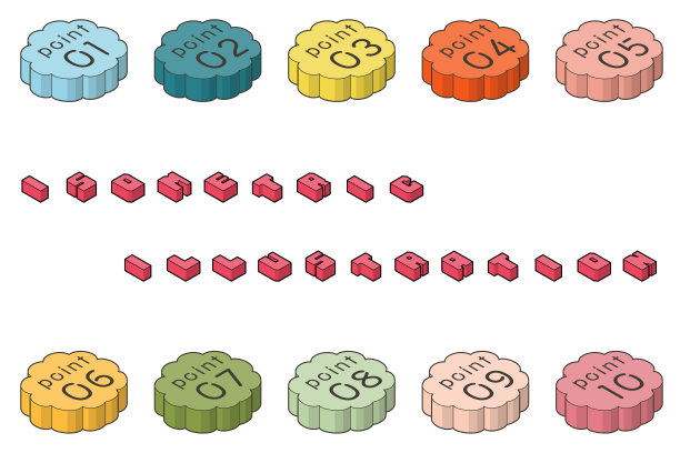 带有等距风格云形点的图标集。向上的彩色三维图标2图片下载