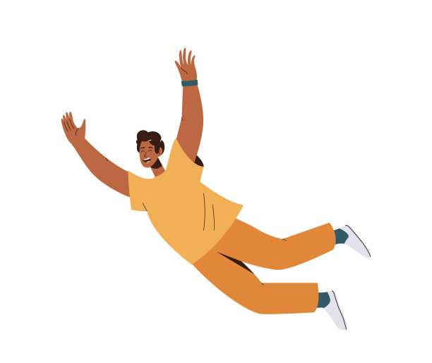 开朗的笑着的年轻人性格在空气中煎炸，感觉成功和幸福孤立在白色上图片下载