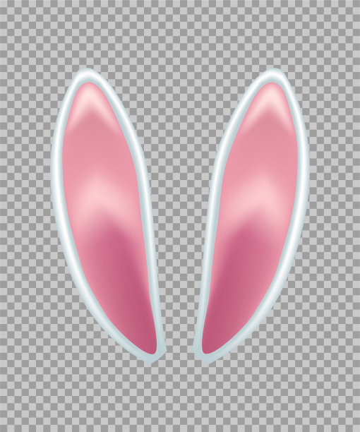 兔子耳朵逼真的三维矢量插图。复活节兔子耳朵，孩子发带，面具。兔子服装白色和粉色元素。照片编辑器，摊位，视频聊天应用程序隔离在透明背景图片下载
