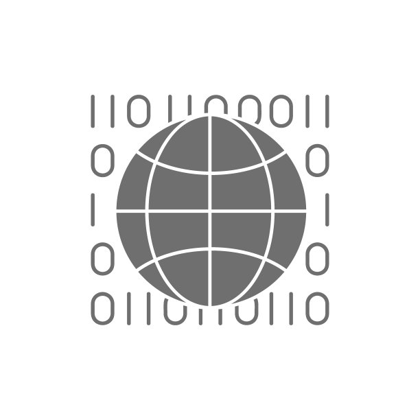地球用代码，数字世界用灰色填充图标。全球科技，互联网，社交网络符号设计。图片下载