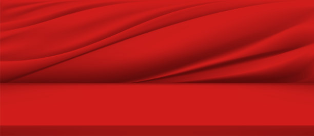 红色丝绸背景设计的目录产品广告。图片下载
