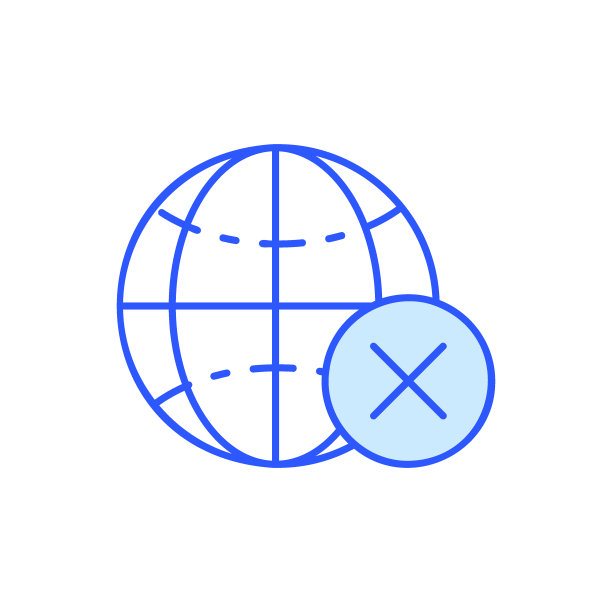 地球地球仪与十字标记蓝色直线图标。全球科技，互联网，社交网络符号设计。图片下载